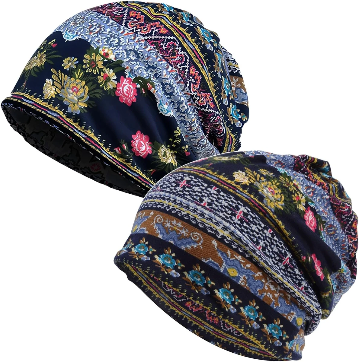 Bonnet pour Femmes Hommes, 2 Pack Unisexe Slouch Bonnet Long pour Sport Randonnée Sommeil