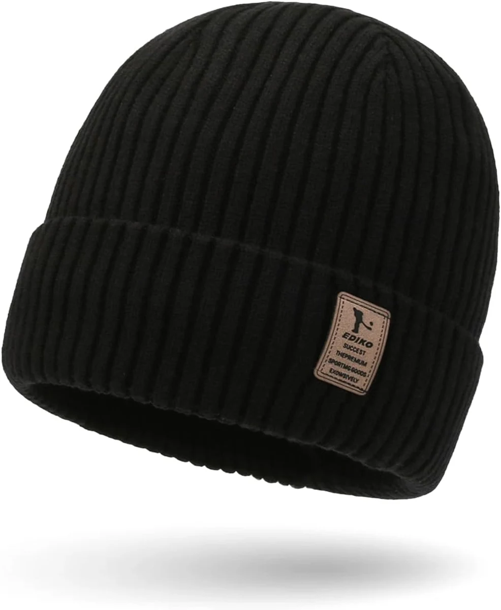 Bonnet pour Homme Femme, Bonnet Hiver Extensible en Tricot, Noir | Chaud et Confortable, Bonnets d’Hiver, Knit Cuffed Beanie Bonnets Mixte, pour Cyclisme, Ski, Jogging, Classics Basic