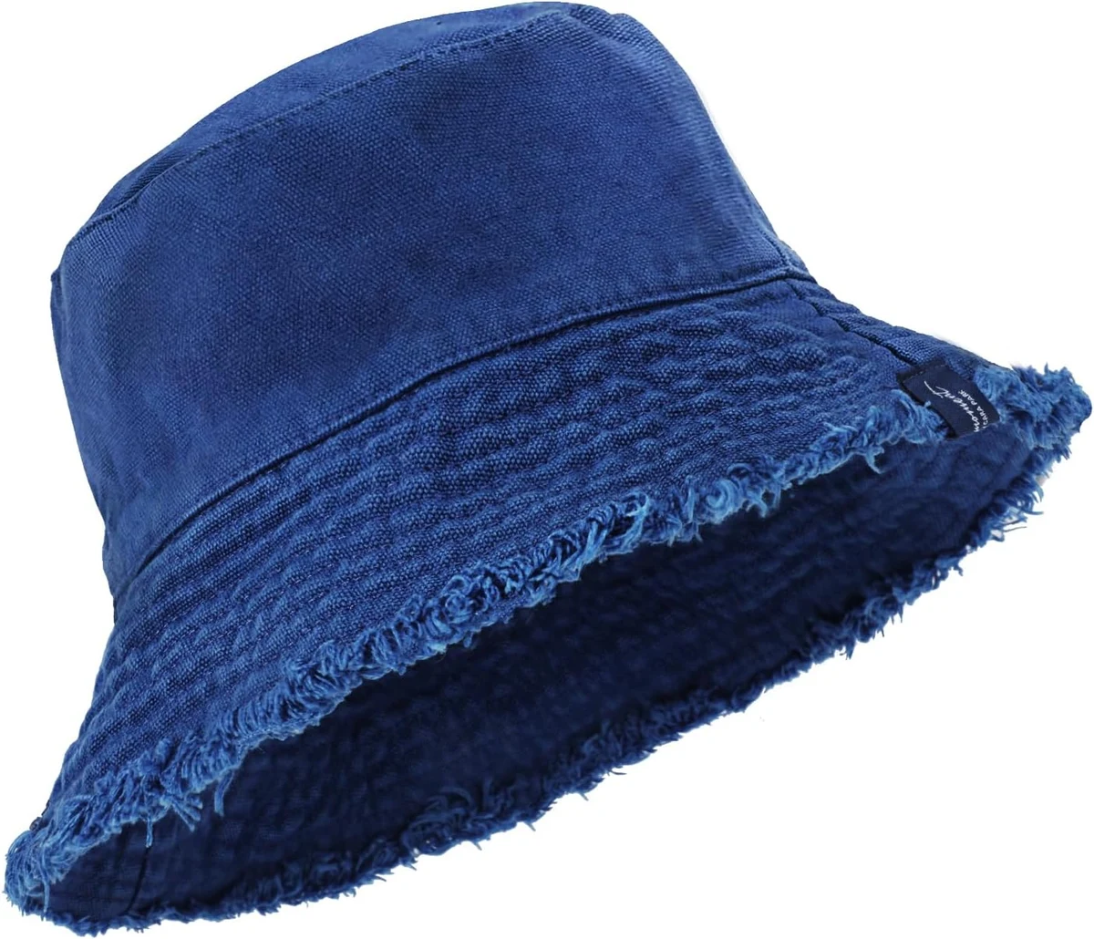 Bob Chapeau de Pêcheur Coton pour Femme Homme, Chapeau de Seau Réversible Chapeaux de Soleil Pliable Anti UV Boonie Bucket Hat pour Outdoor